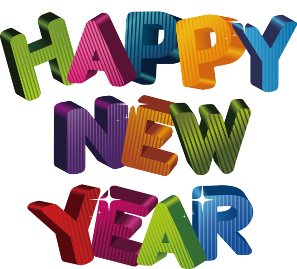 New Year Text Font Logo For Happy Eve Party Transparent PNG Image