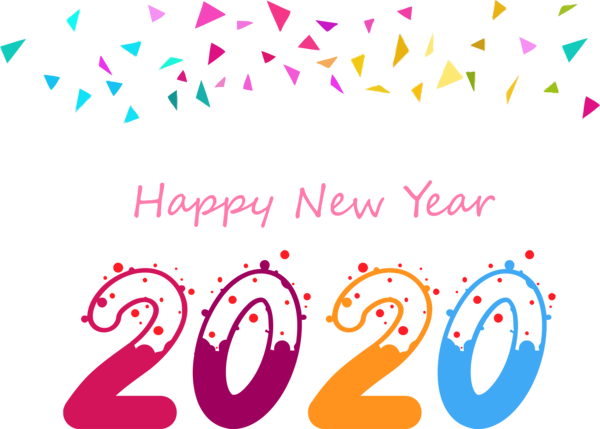 New Year Text Font Pink For Happy 2020 Traditions Transparent PNG Image