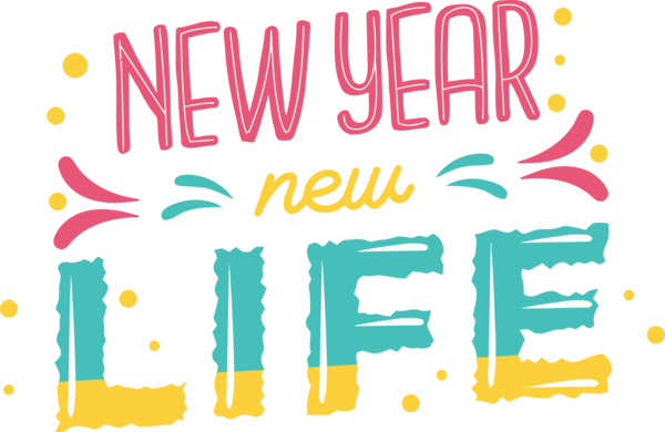 New Year Text Font Yellow For Happy Colors Transparent PNG Image