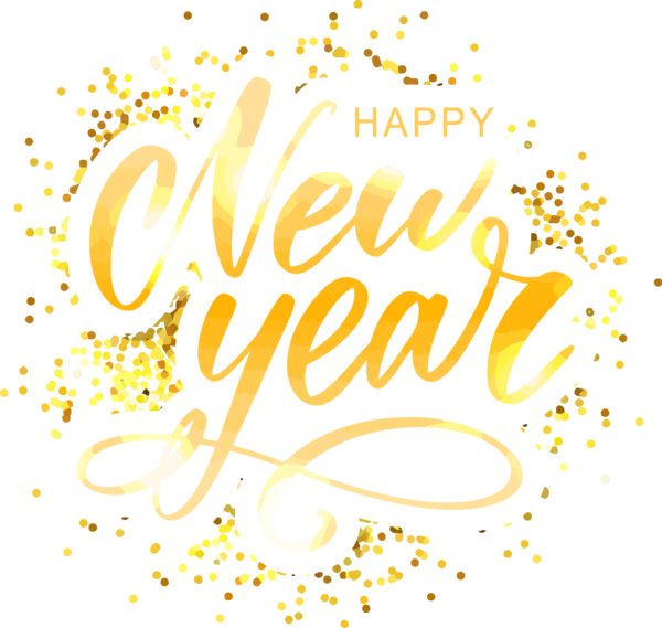 New Year Text Font Yellow For Happy Holiday 2020 Transparent PNG Image