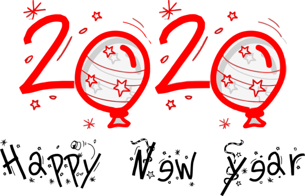 New Year Text Red Font For Happy 2020 Holiday 2020 Transparent PNG Image