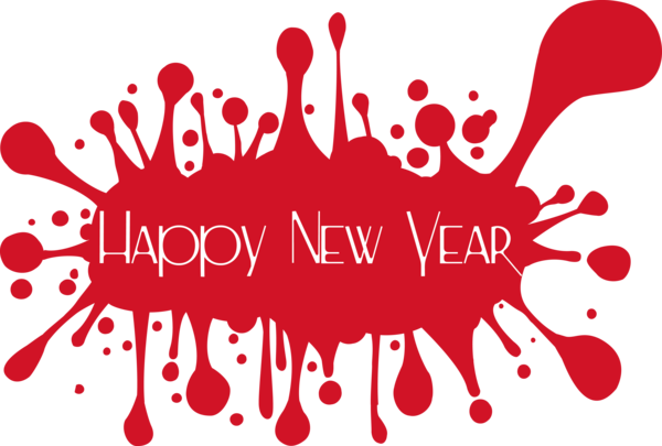 New Year Text Red Font For Happy Holiday Transparent PNG Image