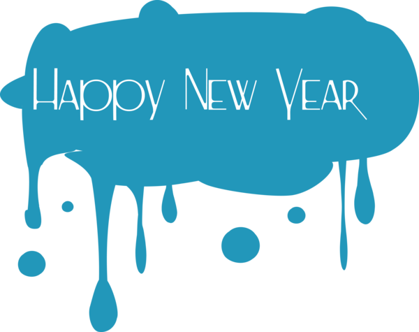 New Year Text Turquoise Font For Happy Destinations Transparent PNG Image