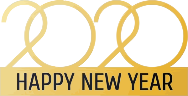 New Year 2020 Text Yellow Font For Happy Ecards Transparent PNG Image