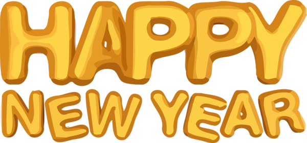 New Year Text Yellow Font For Happy Eve Transparent PNG Image