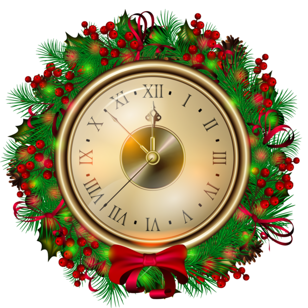 Santa Claus Christmas Clock Decor For Colors Transparent PNG Image