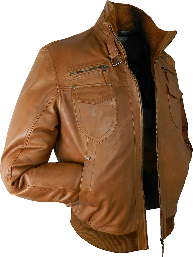 Leather Brown Jacket Photos Free Download Image Transparent PNG Image