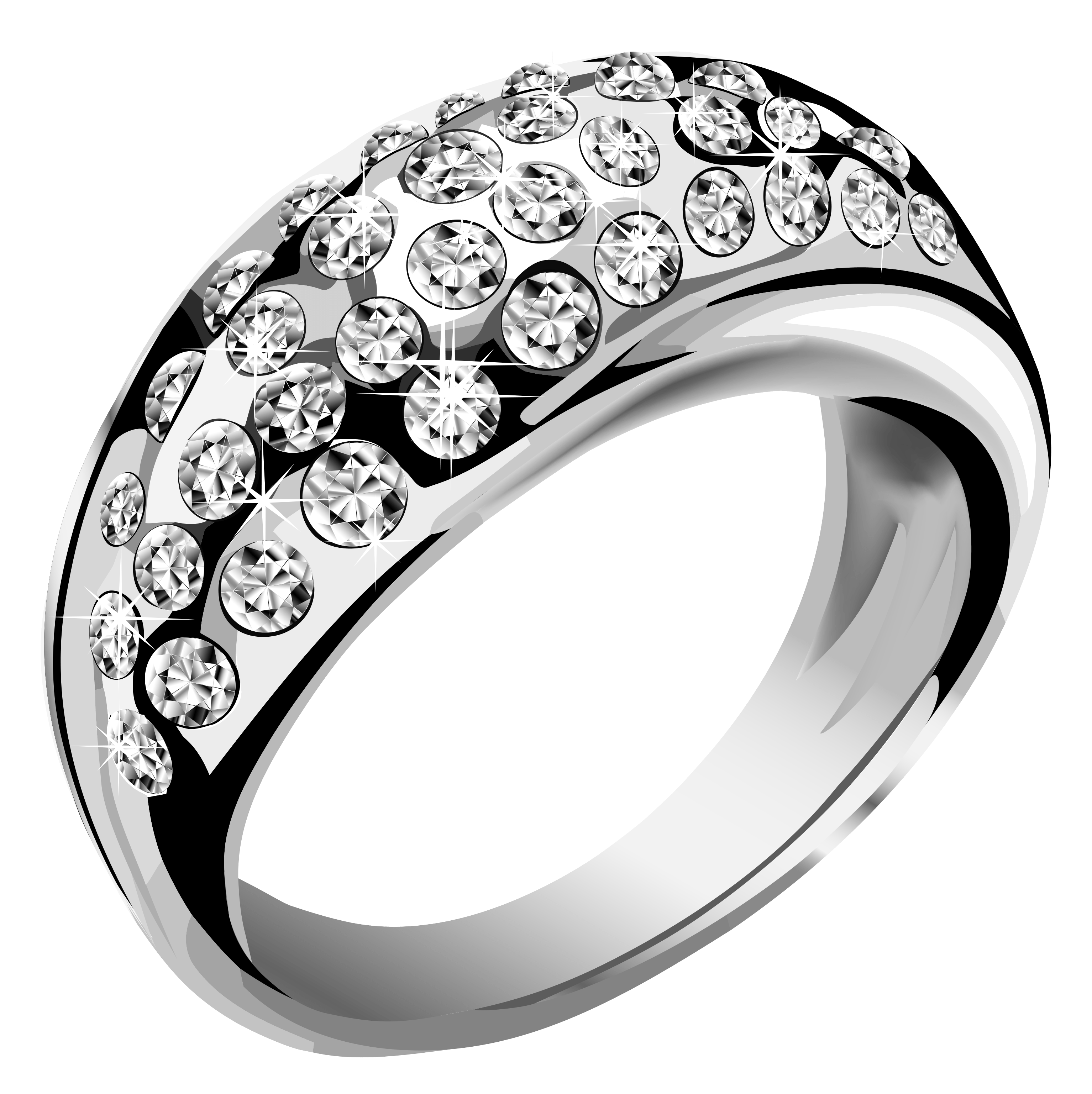 Silver Ring With Diamonds Png Transparent PNG Image