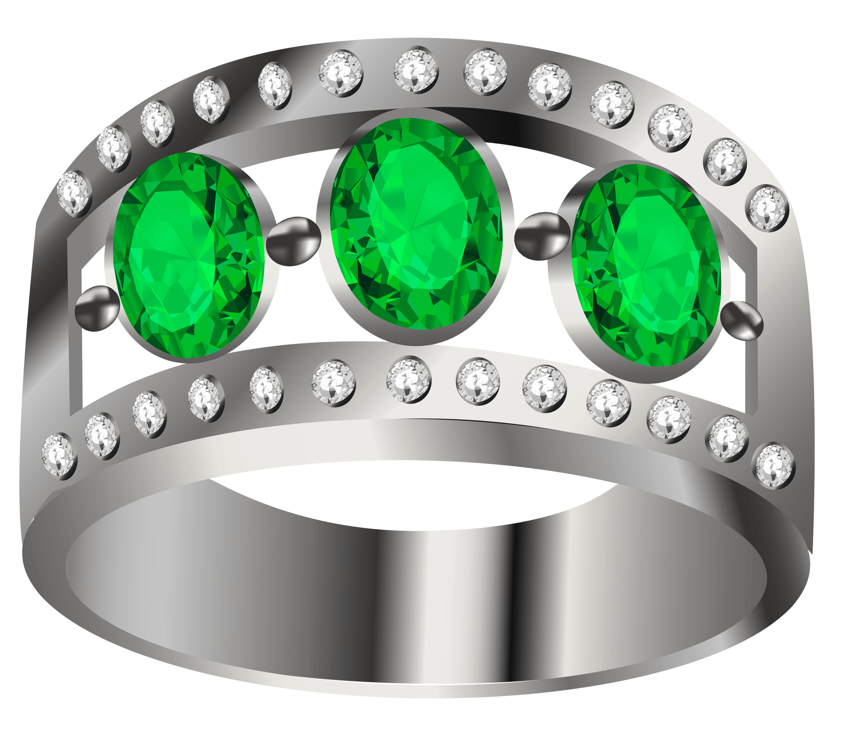 Silver Ring With Diamonds Png Transparent PNG Image