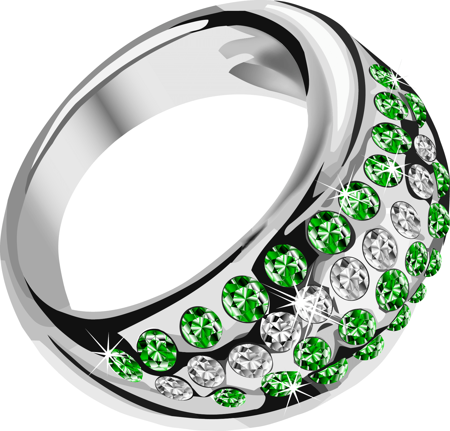 Silver Ring With Diamonds Png Transparent PNG Image