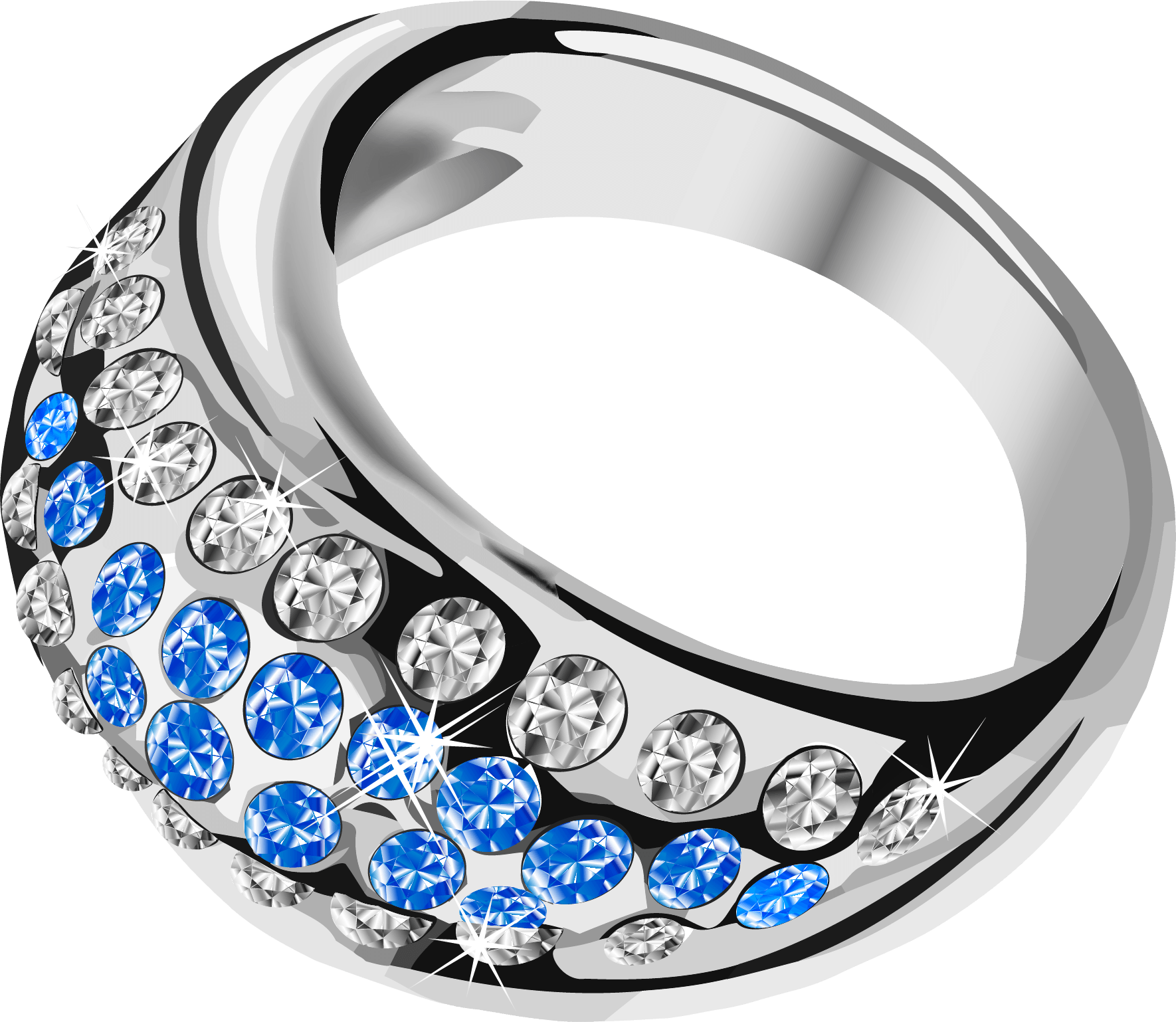 Silver Ring With Diamonds Png Transparent PNG Image