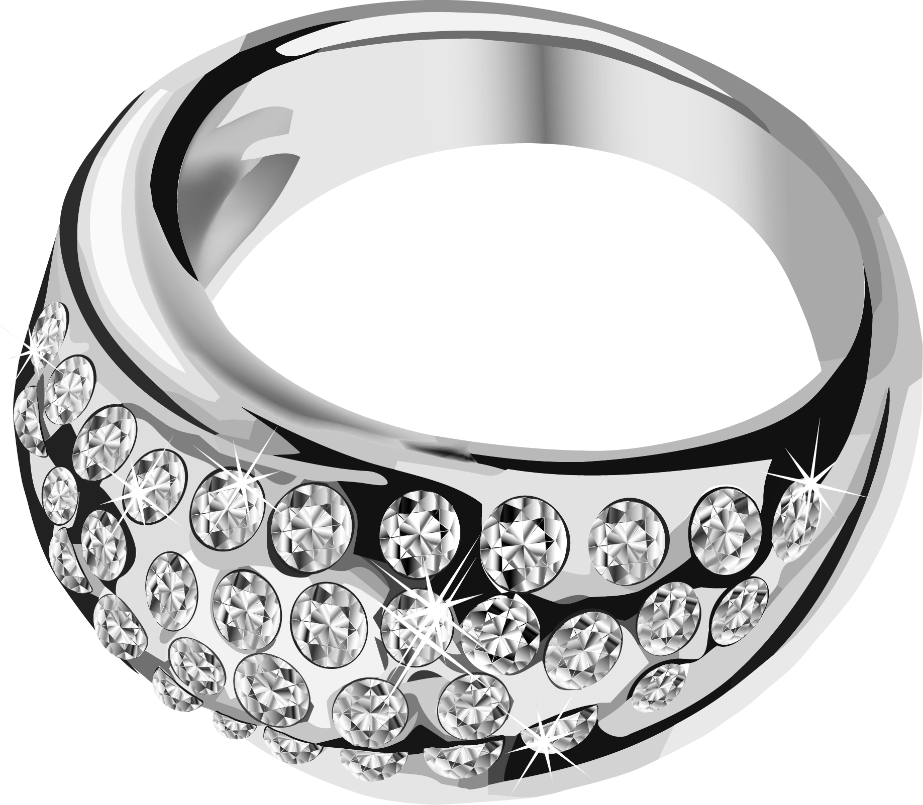 Silver Ring With Diamonds Png Transparent PNG Image