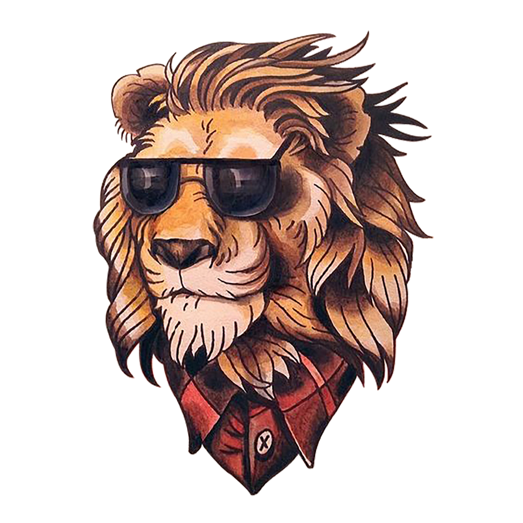 School Old Painted Flash (Tattoo) Head Lion Transparent PNG Image