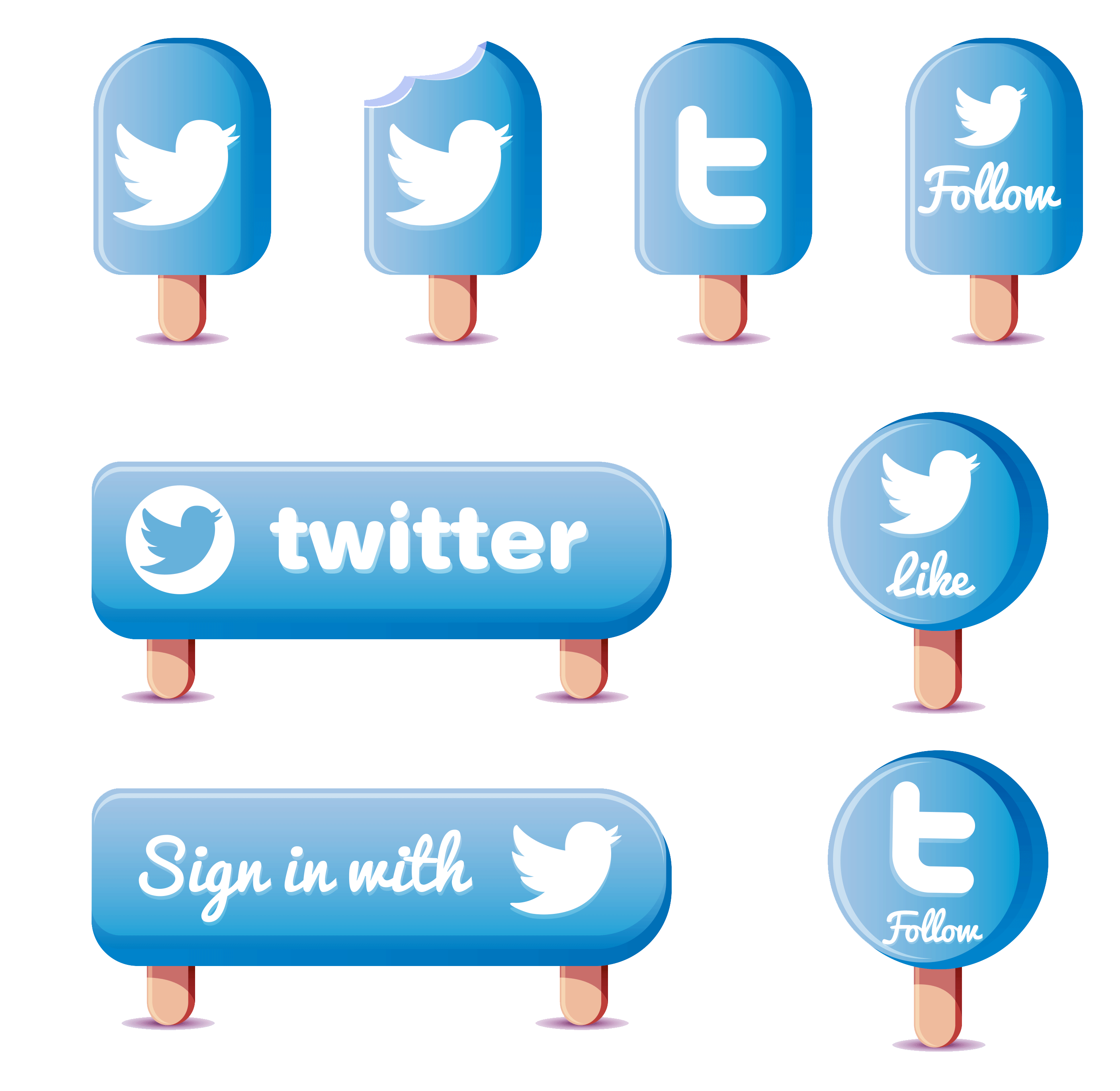 Blue Twitter Material Euclidean Vector Icon Transparent PNG Image