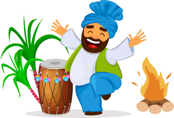 Lohri Cartoon Drum For Happy Gifts Transparent PNG Image