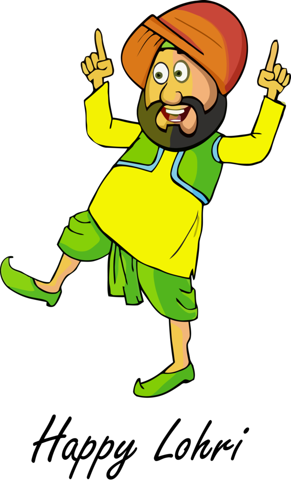 Lohri Cartoon Green Happy For Song Transparent PNG Image