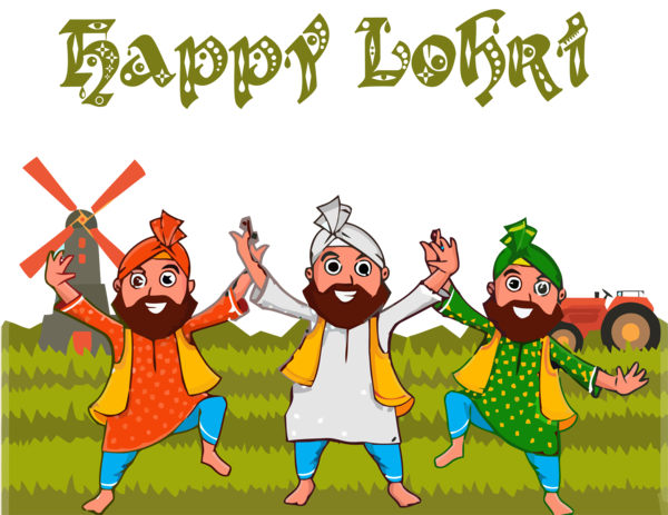 Lohri Cartoon Happy Animation For Lights Transparent PNG Image