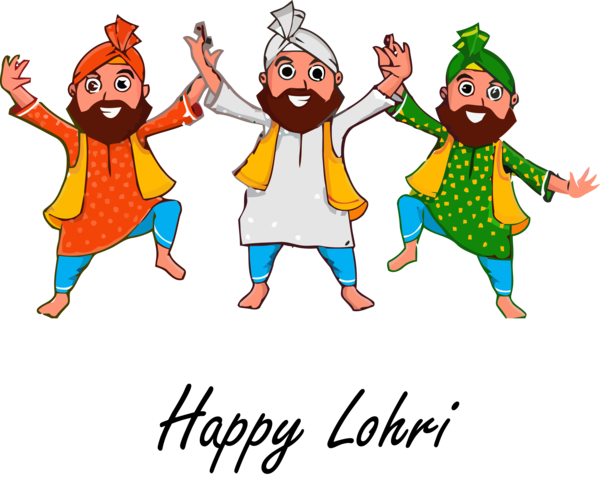 Lohri Cartoon Celebrating Playing With Kids For Happy Holiday Transparent PNG Image