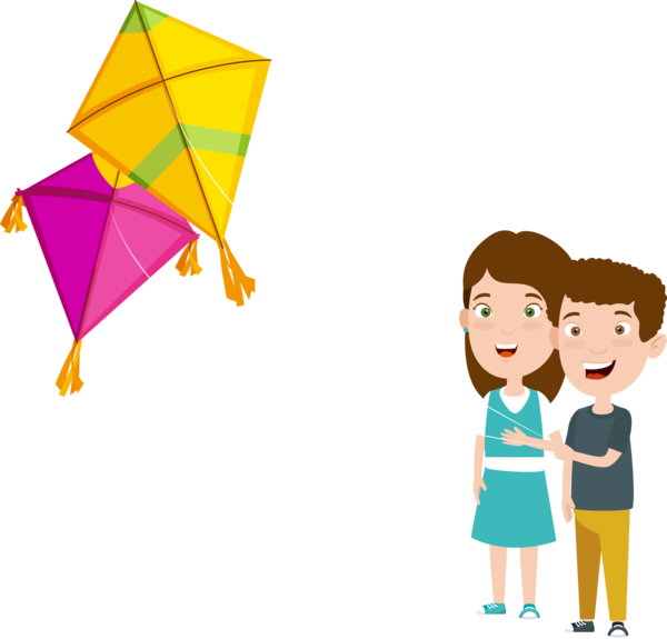 Makar Sankranti Kite Cartoon Line For Happy Day Transparent PNG Image