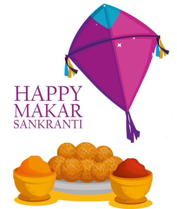 Makar Sankranti Purple Font Cone For Happy Day Transparent PNG Image