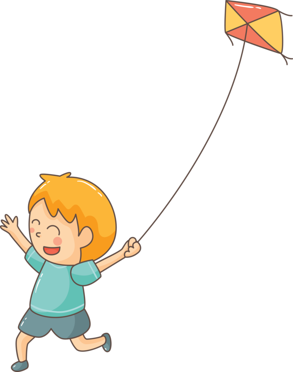 Makar Sankranti Cartoon Line Child For Kite Flying Getaways Transparent PNG Image