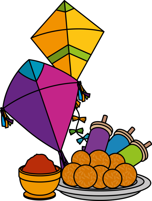 Makar Sankranti Cone For Feast Lights Transparent PNG Image