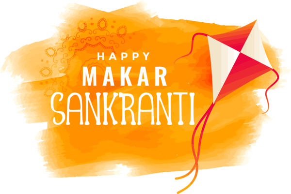 Makar Sankranti Orange Yellow Text For Happy Colors Transparent PNG Image