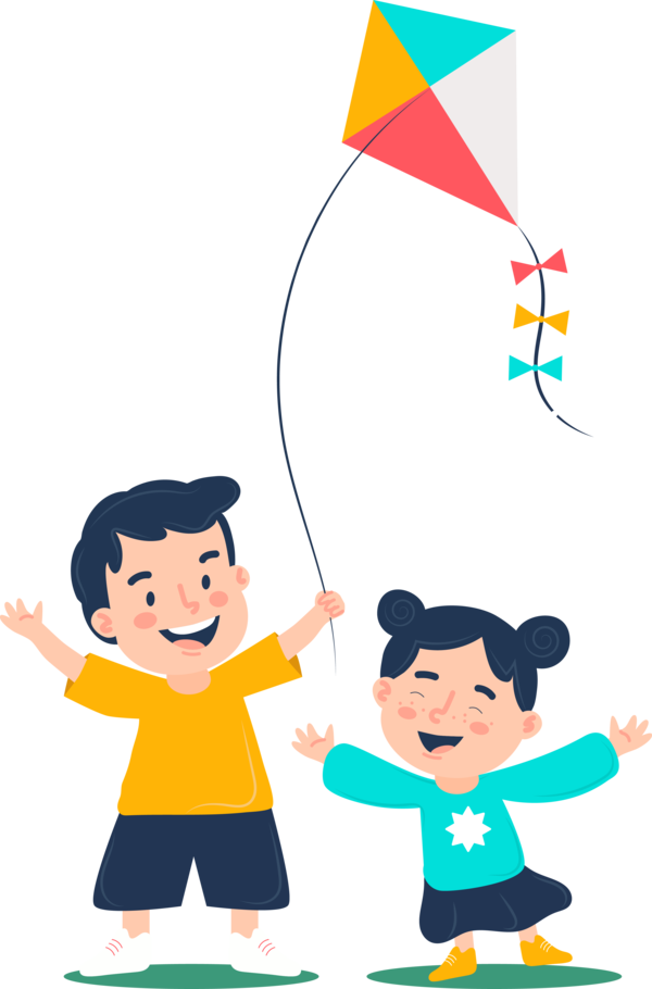 Makar Sankranti Cartoon Playing With Kids Child For Happy Greeting Cards Transparent PNG Image