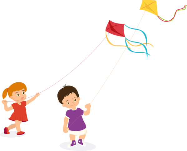 Makar Sankranti Cartoon Child Playing With Kids For Kite Flying Themes Transparent PNG Image