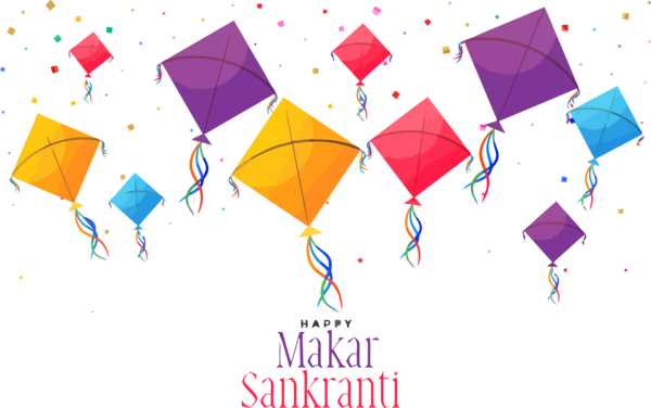 Makar Sankranti Umbrella Text Line For Happy Lanterns Transparent PNG Image