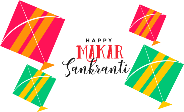 Makar Sankranti Text Line Logo For Happy Quote Transparent PNG Image