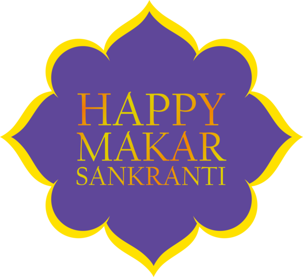 Makar Sankranti Text Yellow Logo For Happy Themes Transparent PNG Image