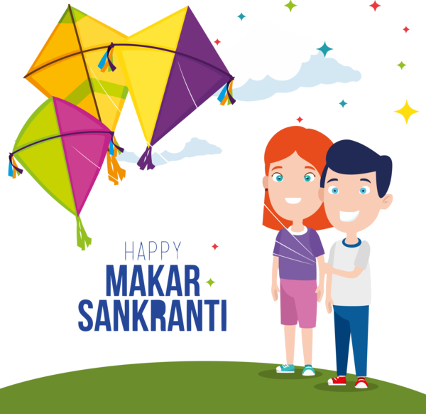 Makar Sankranti Line Child Happy For Ball Drop Transparent PNG Image