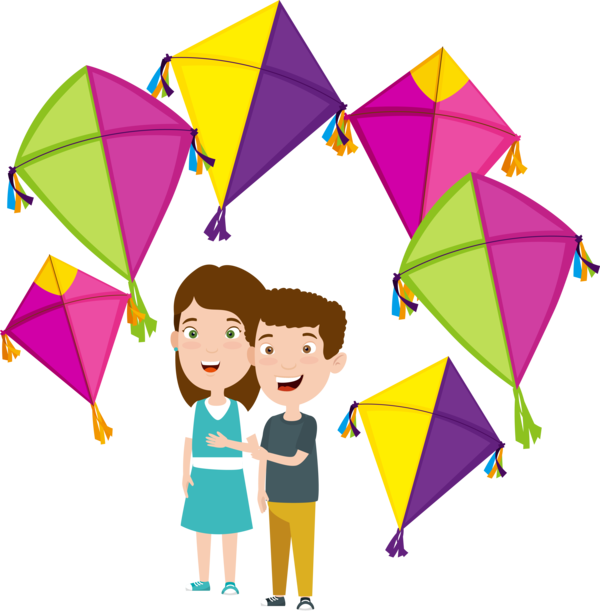 Makar Sankranti Line Kite Child For Happy 2020 Transparent PNG Image