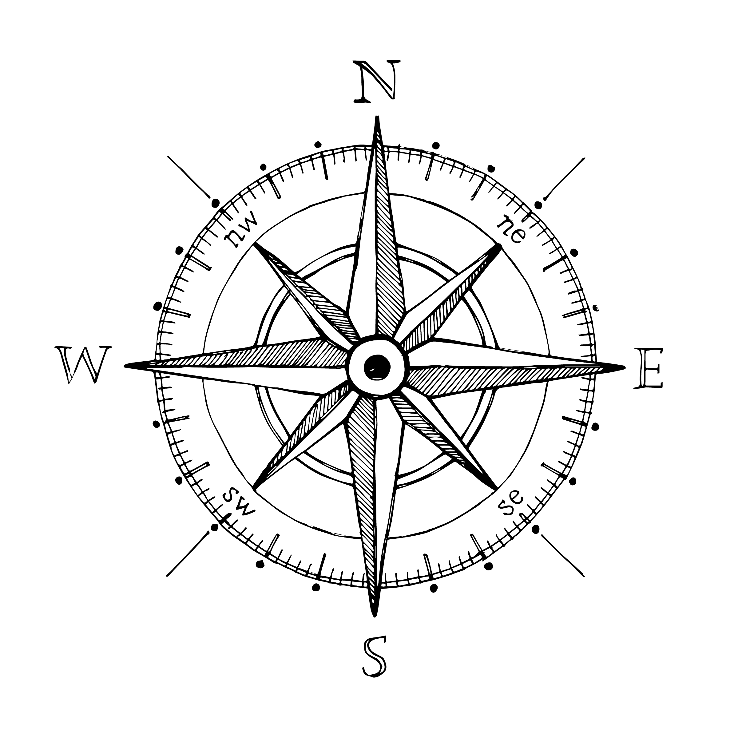 Wheel Art Rose Compass Line Drawing Transparent PNG Image