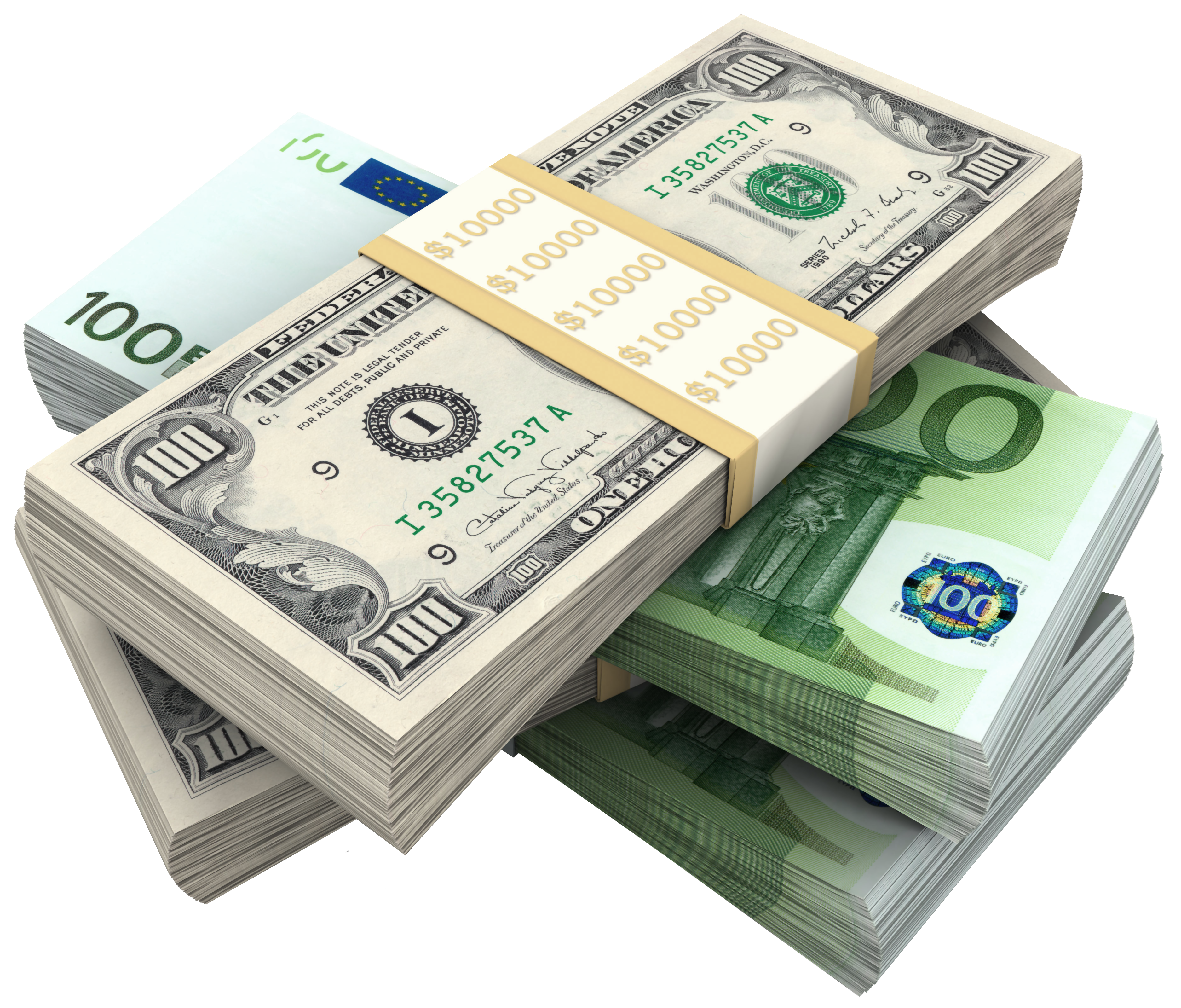 And Picture Money Dollars Bundles Of Euro Transparent PNG Image