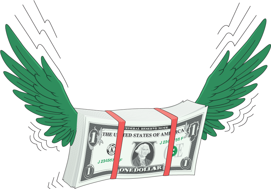 Fly Finance Money Away Dollar Hand-Drawn Vector Transparent PNG Image