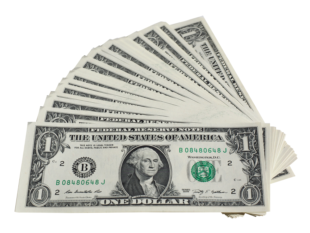 Note United Banknote Federal Bill Dollar One-Dollar Transparent PNG Image