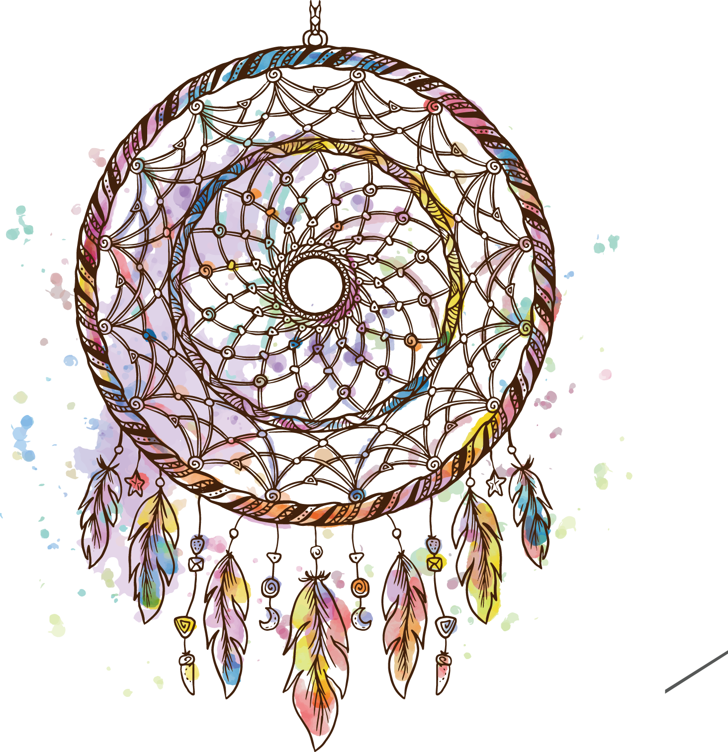 Dreamcatcher Painted Illustration Watercolor Vector Painting Drawing Transparent PNG Image