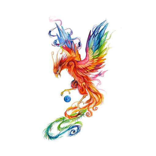 Pencil Sketch Colored Phoenix Watercolor Fenghuang Painting Transparent PNG Image