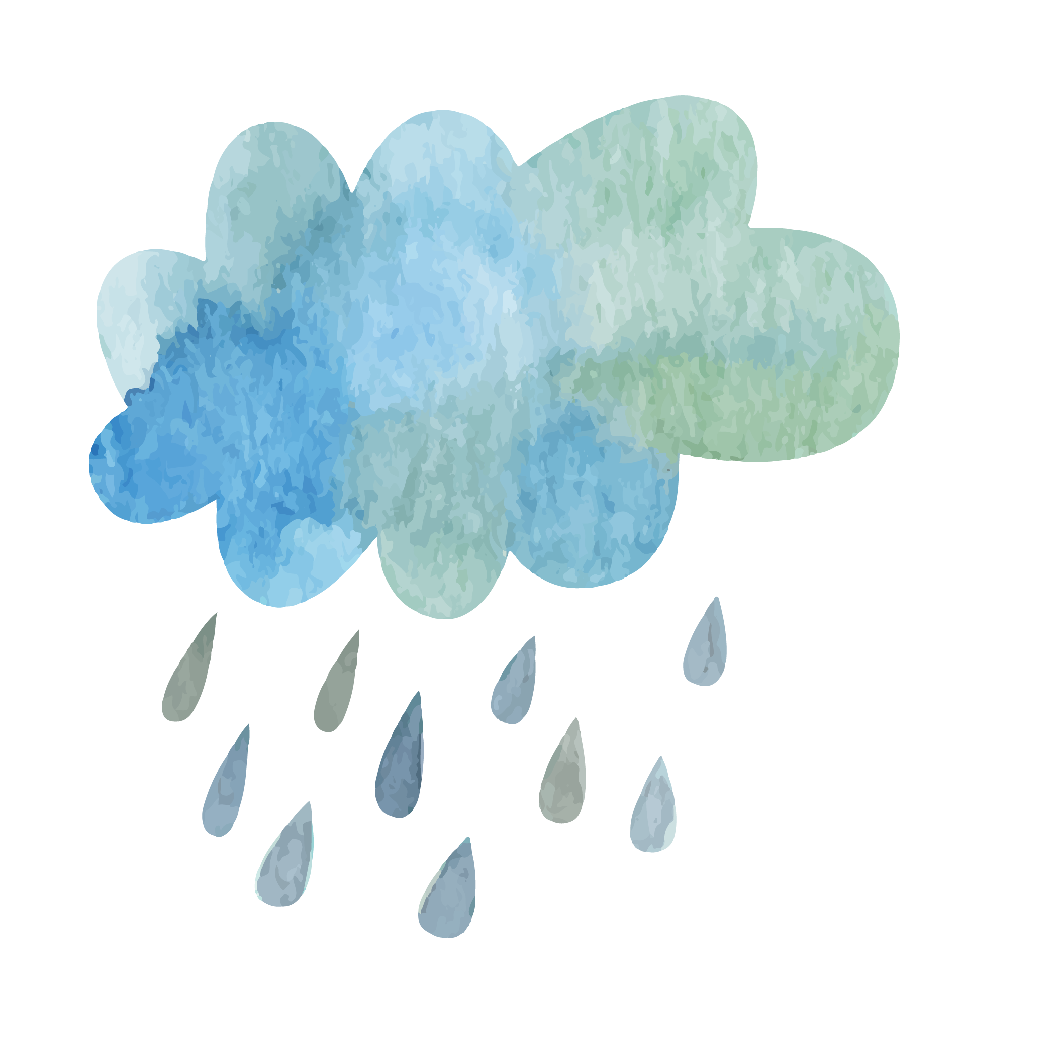 Blue Petal Cartoon Rain Thunderstorm Free Download Image Transparent PNG Image