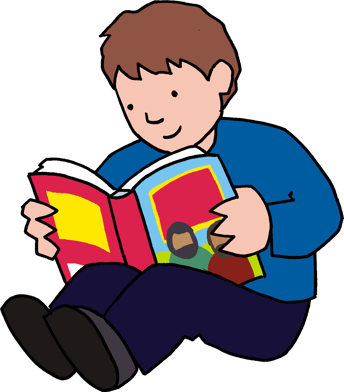 Boy Reading Book Sitting PNG Download Free Transparent PNG Image