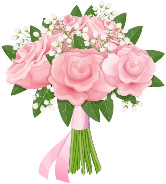 Pink Light Flower Bunch Rose Transparent PNG Image