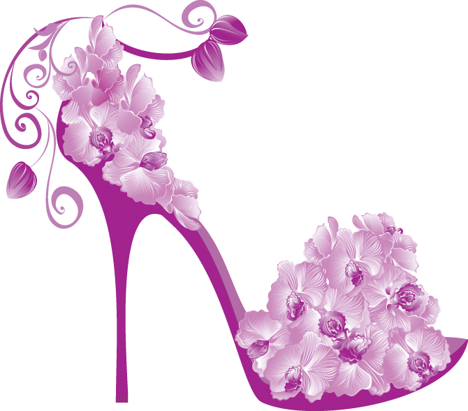 Lilac Highheeled Design Shoe Floral Footwear Transparent PNG Image