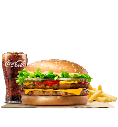 King Whopper Hamburger Cheeseburger Fries French Burger Transparent PNG Image