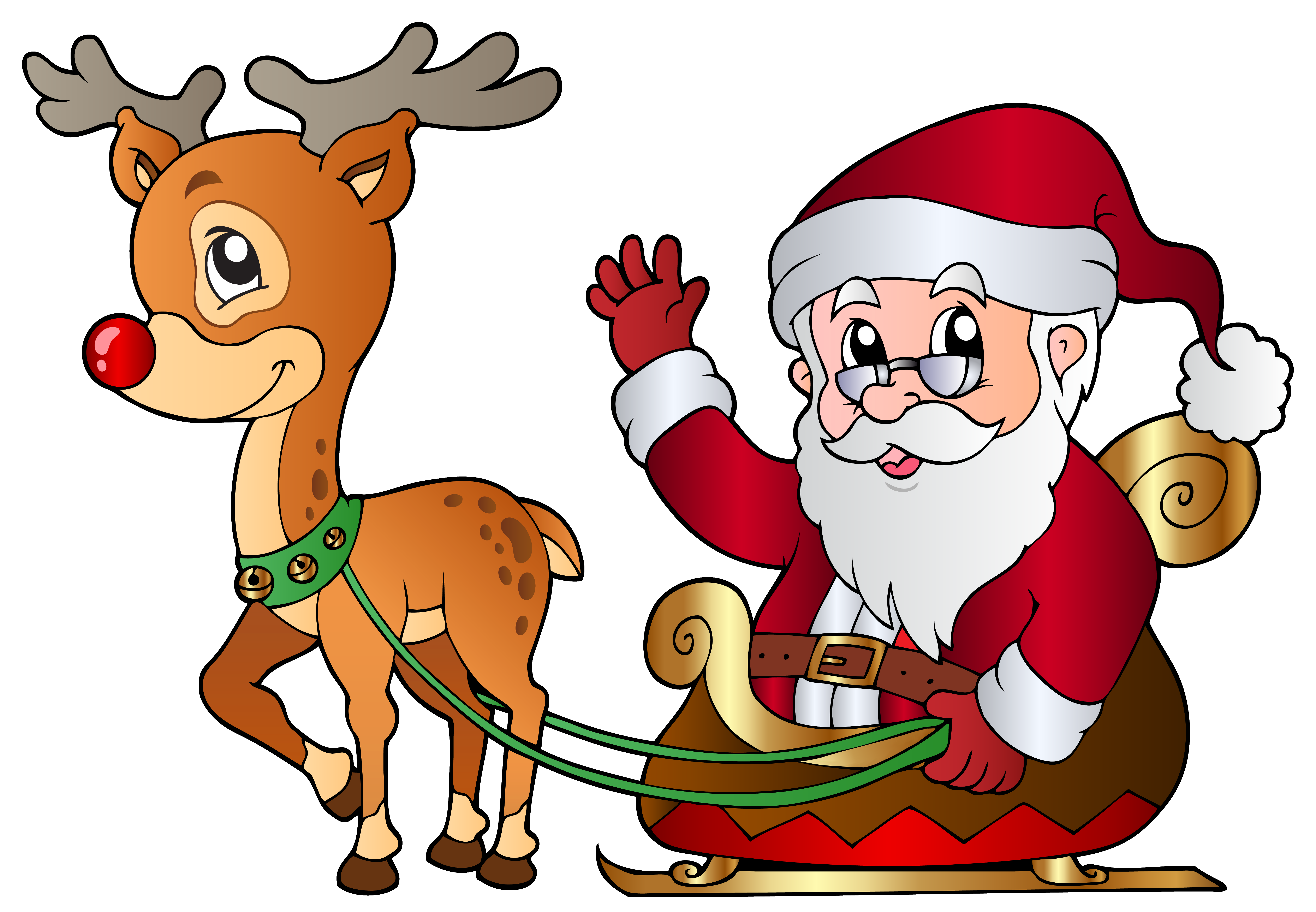 And Rudolph Claus Reindeer Santa Christmas Transparent PNG Image