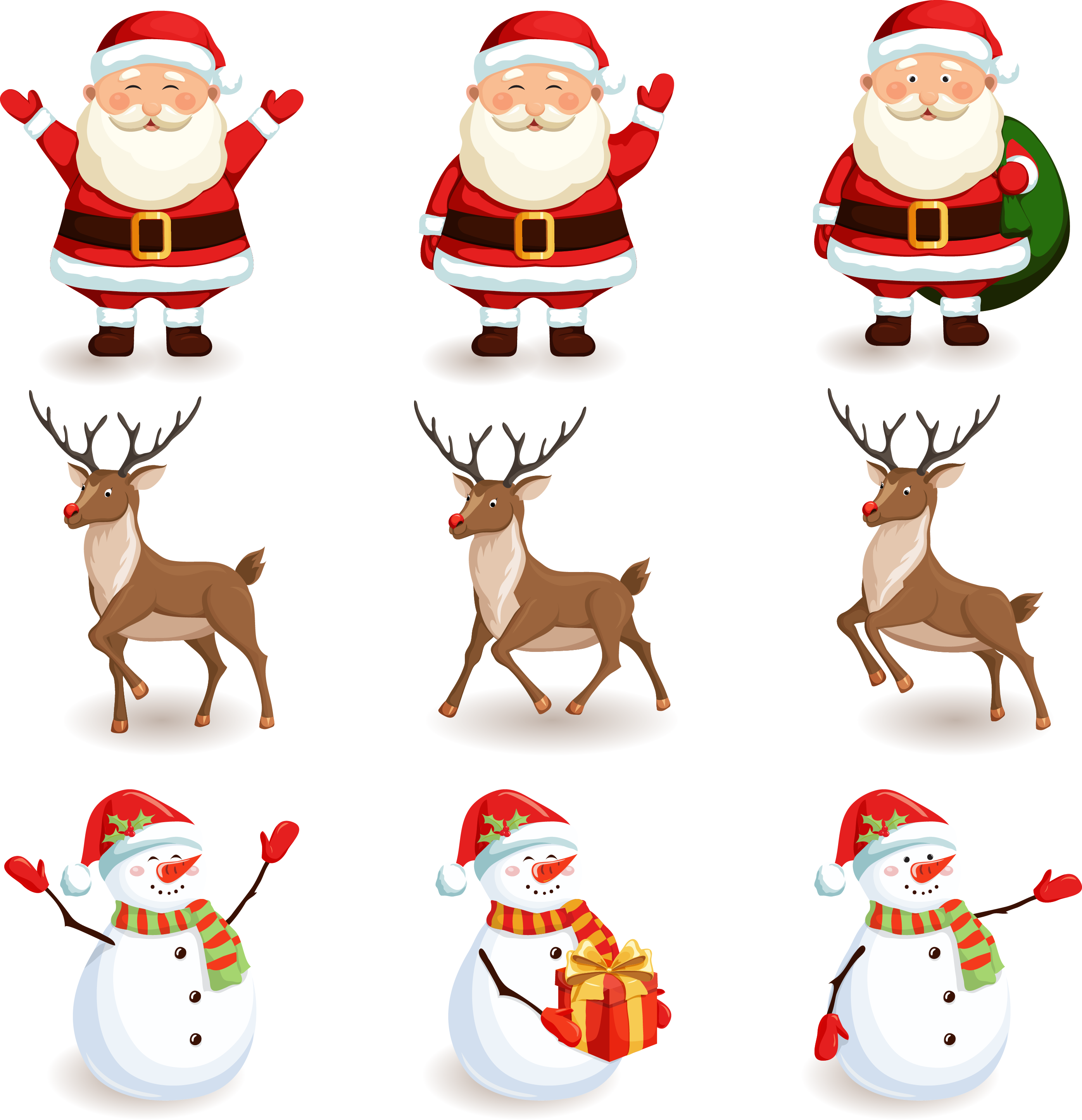 And Snowman Material Claus Deer Reindeer Santa Transparent PNG Image