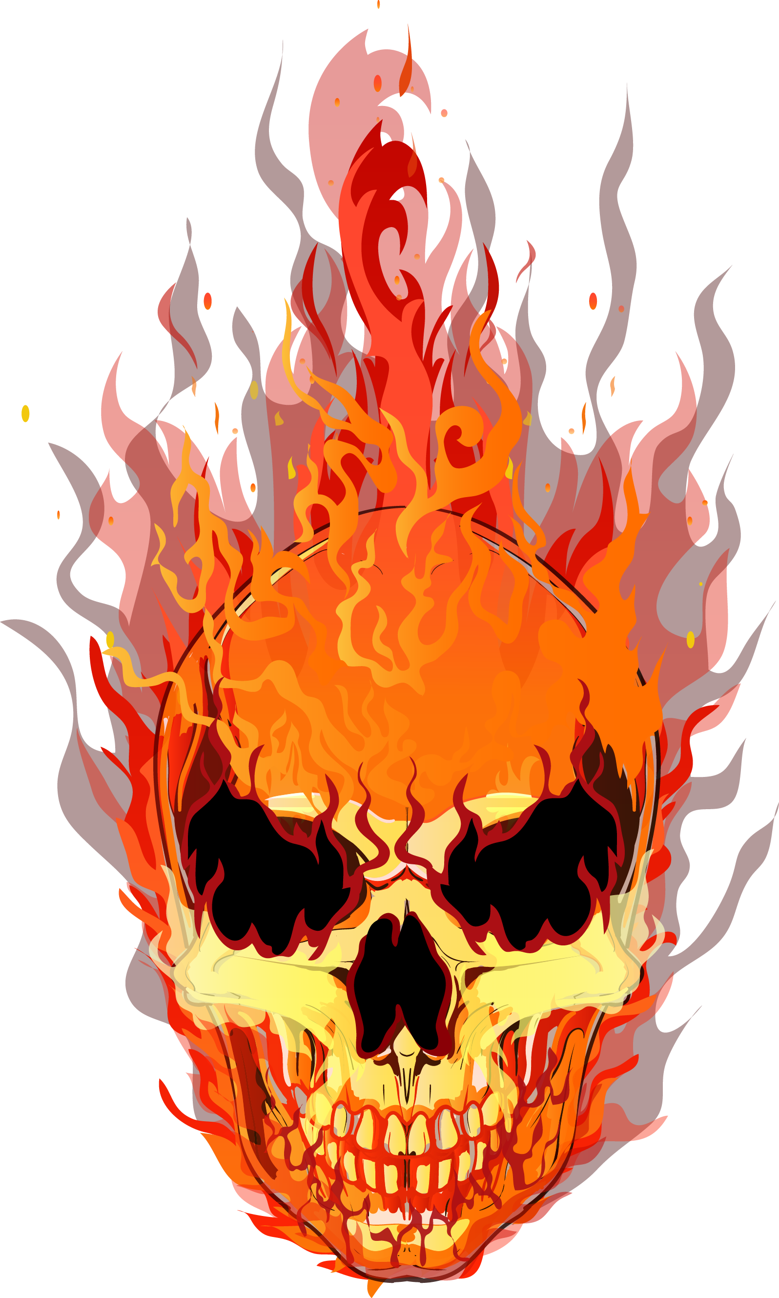 T-Shirt Fire Vector Flame Skull Download HQ PNG Transparent PNG Image