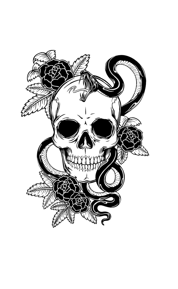 Tattoo Flower Skull Calavera T-Shirt Snake Transparent PNG Image