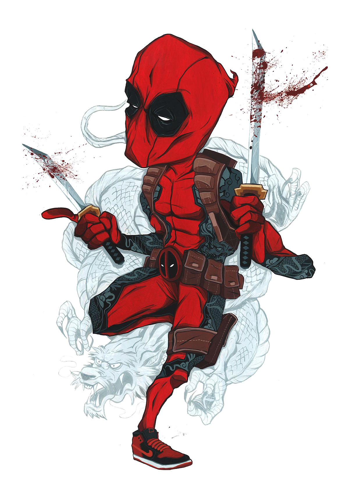 Art Spiderman Character Fictional Deadpool Cartoon Transparent PNG Image